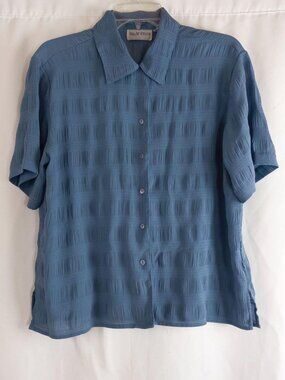 Apparenza Vintage Pastel Blue Textured Shirt Womens Large